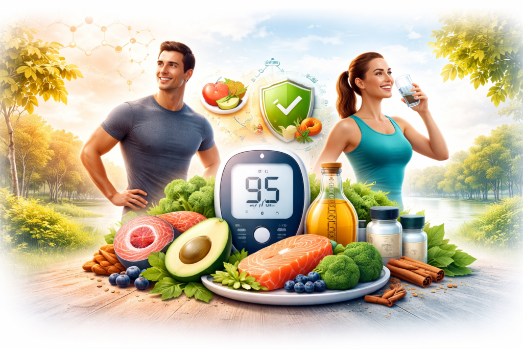 blood sugar balance healthy lifestyle foods exercise and glucose monitor