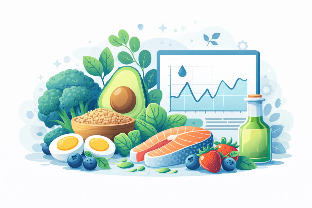 blood sugar diet healthy foods for glucose control illustration