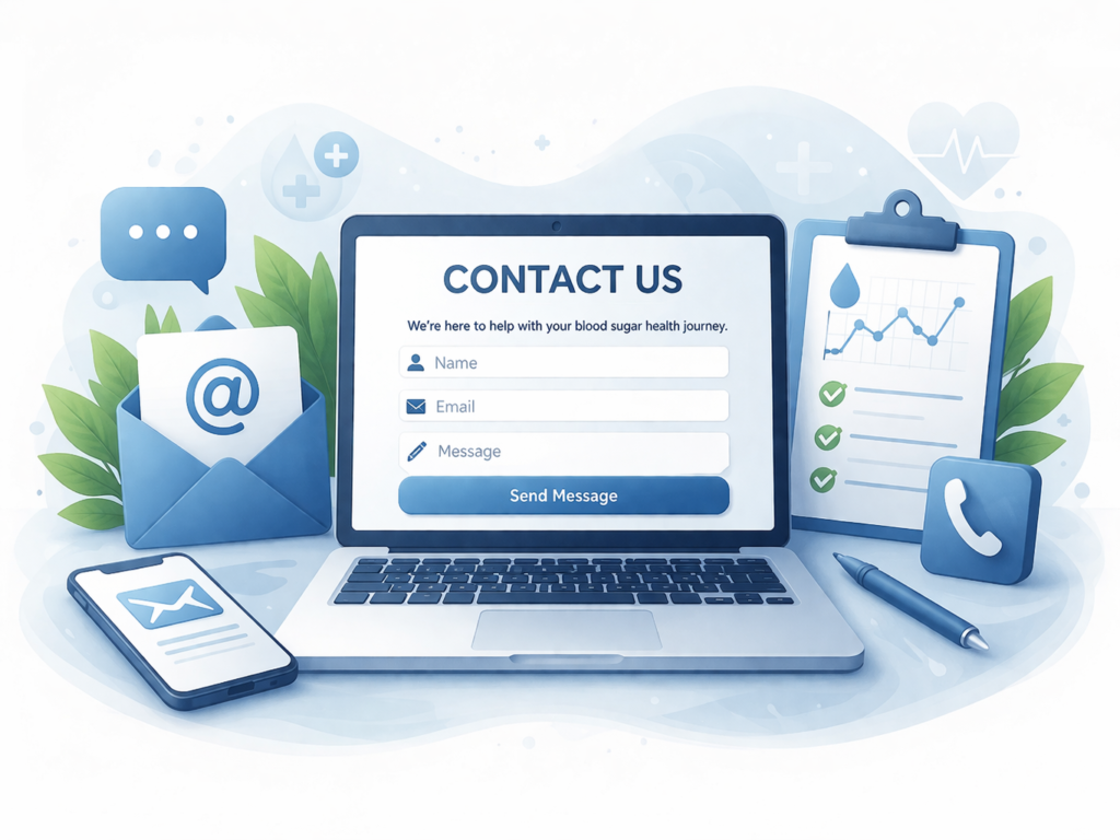 contact support blood sugar insider health website illustration